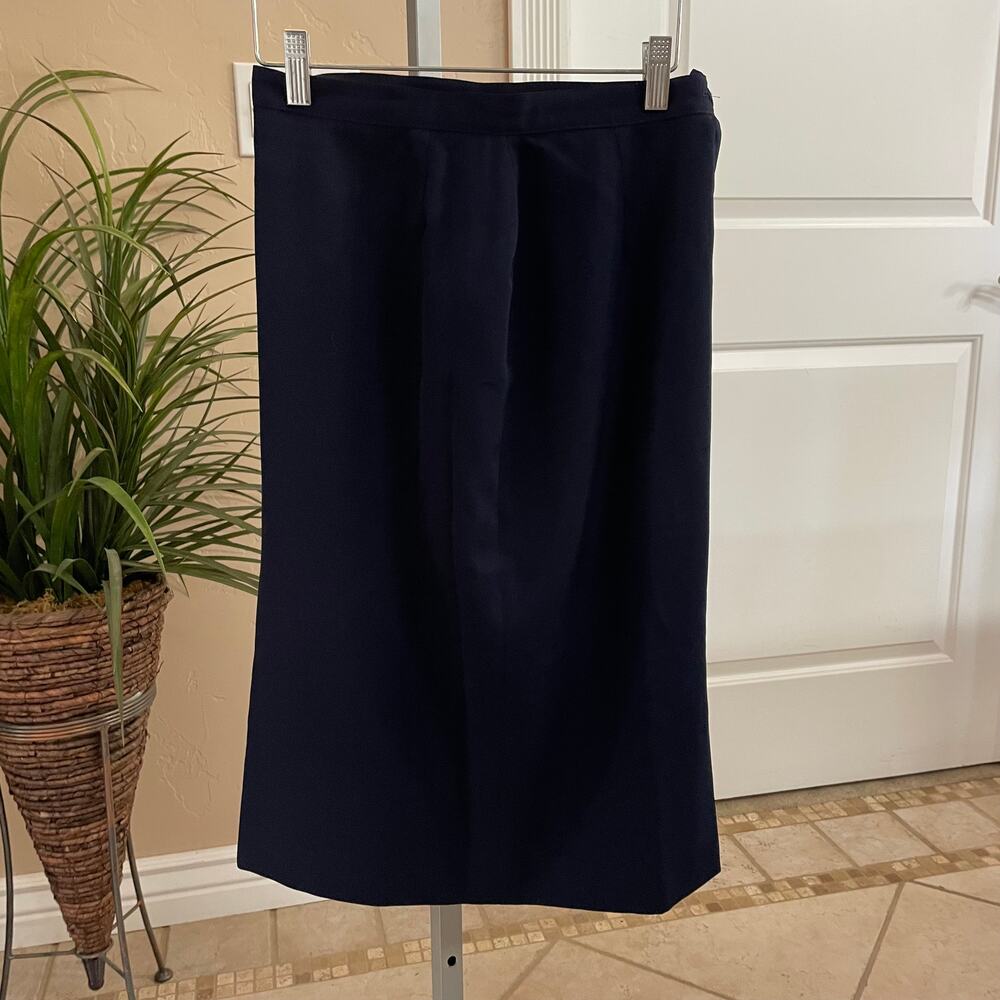 Vintage Paul Stanley Lined Classic Skirt Size 6 Navy Pure Wool